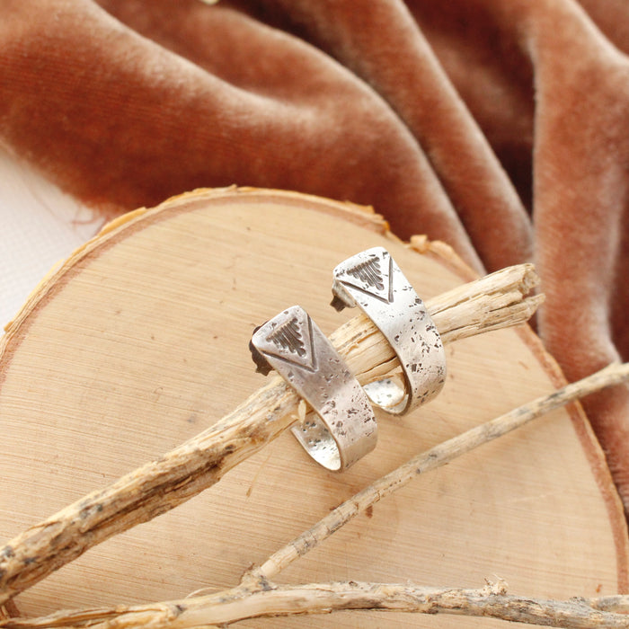 Pakal Hoop Post Earrings