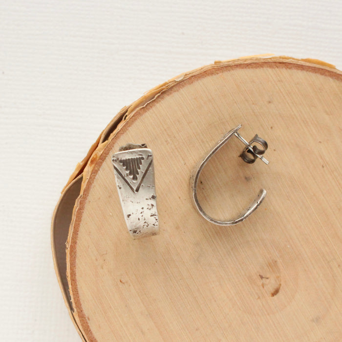 Pakal Hoop Post Earrings
