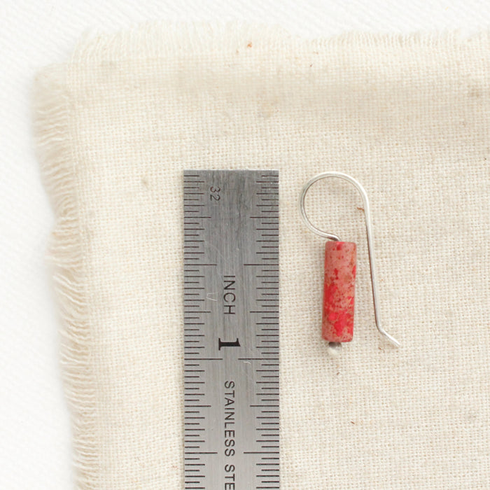Magenta Sediment Jasper Lobe Hugger Earrings