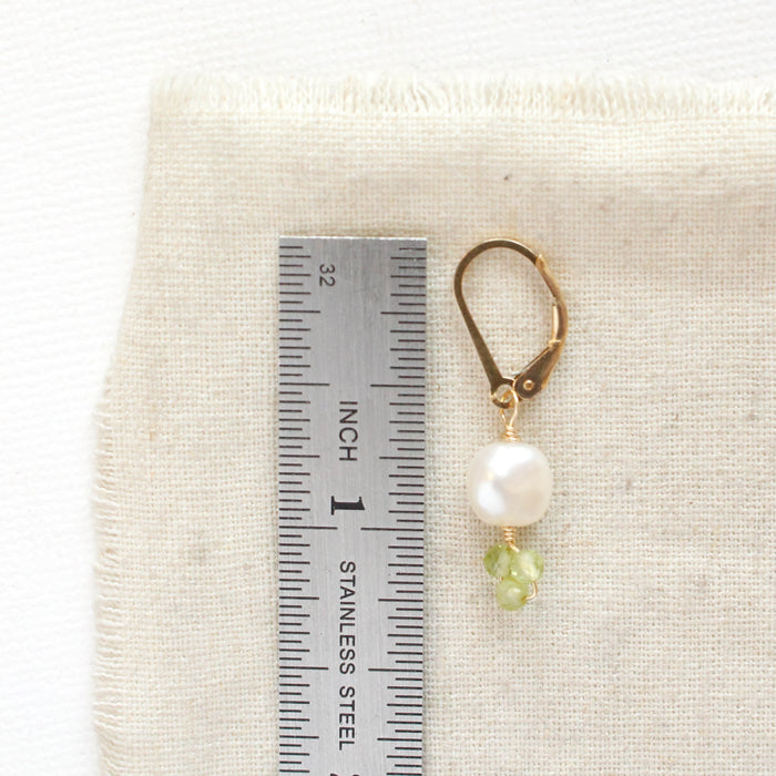 Little Pearl & Peridot Earrings