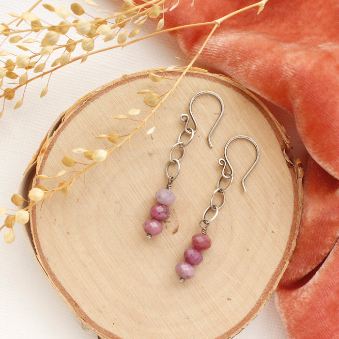Stacked Spinel Chain Earrings