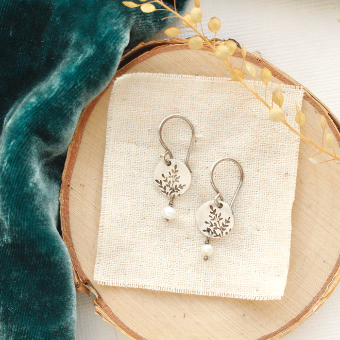 Mini Sprout Pearl Earrings