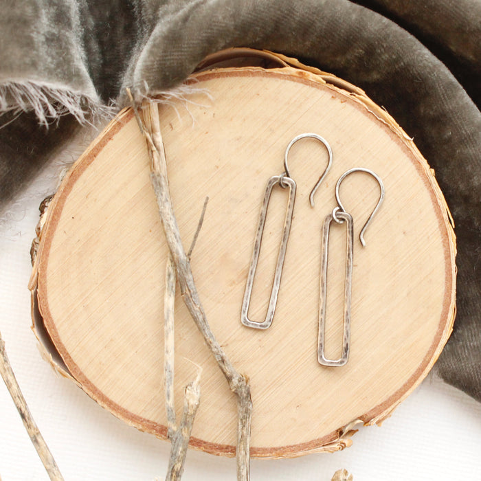 Silver Open Bar Earrings
