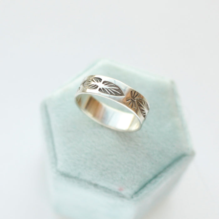 Nirvana Stamped Silver Band Ring