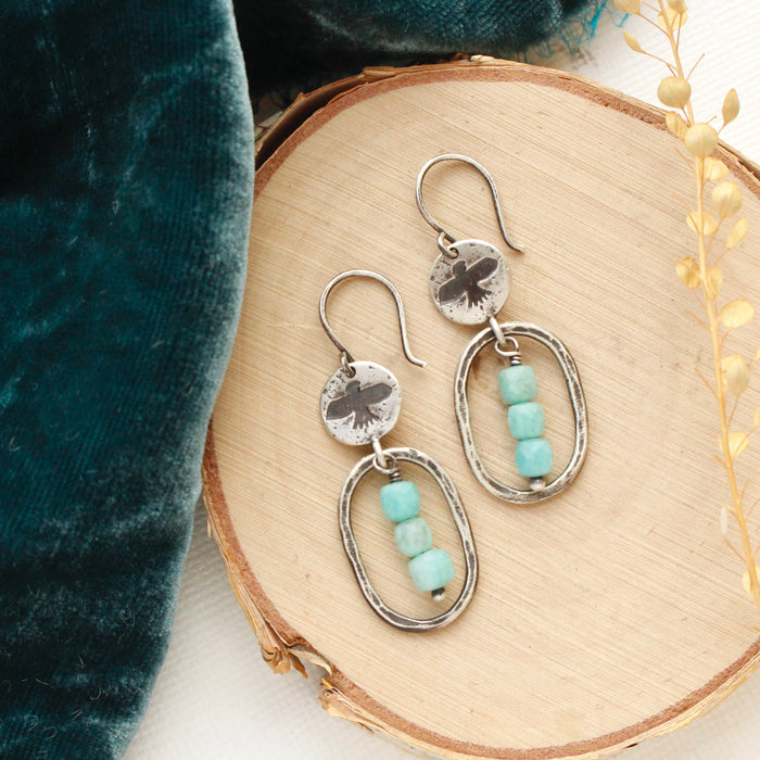 Mini Soar Amazonite Hoop Earrings