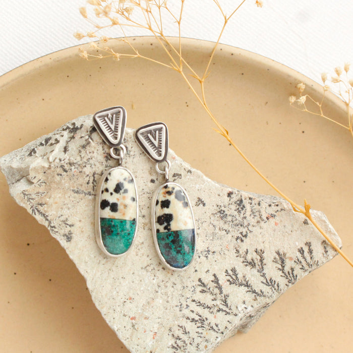 Dalmatian Jasper & Chrysocolla Duo Post Earrings