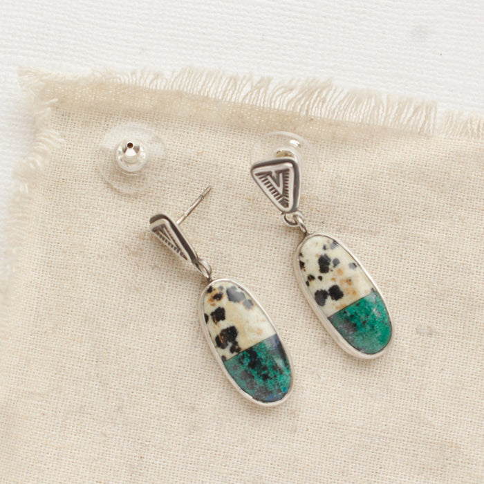 Dalmatian Jasper & Chrysocolla Duo Post Earrings