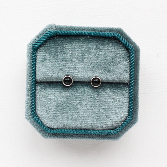 Onyx Silver Post Earrings