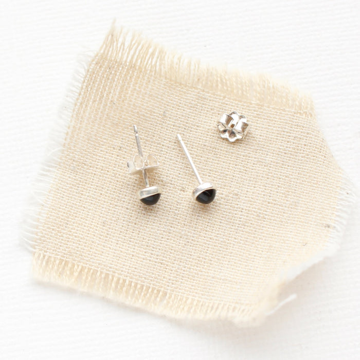 Onyx Silver Post Earrings