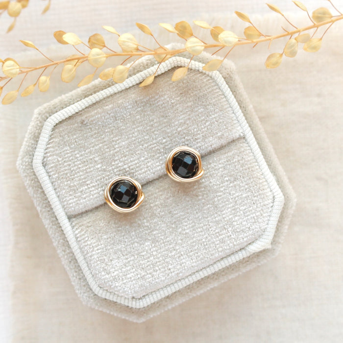 Wrapped Onyx Post Earrings