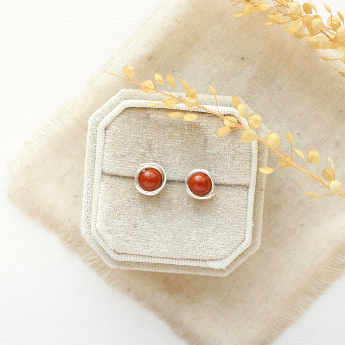 Wrapped Red Jasper Post Earrings