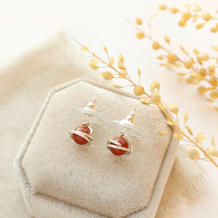 Wrapped Red Jasper Post Earrings