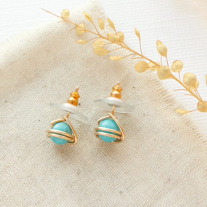 Wrapped Turquoise Post Earrings