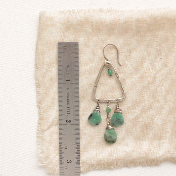 Emerald Trio Triangle Hoop Earrings