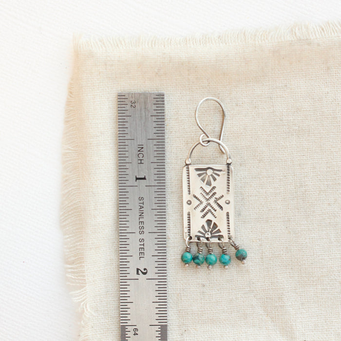 Turquoise Fringe Sun Bar Earrings