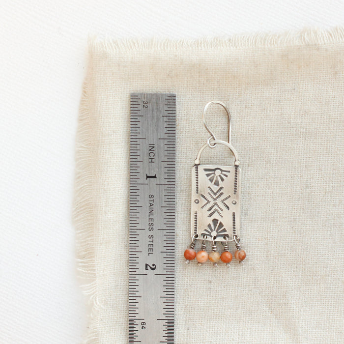 Red Malachite Fringe Sun Bar Earrings