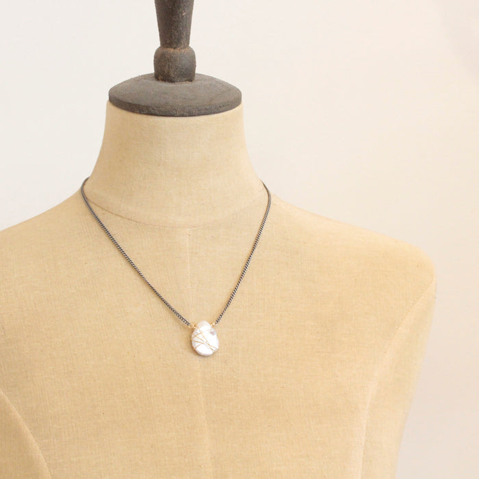 Organic Pearl Mixed Metal Necklace