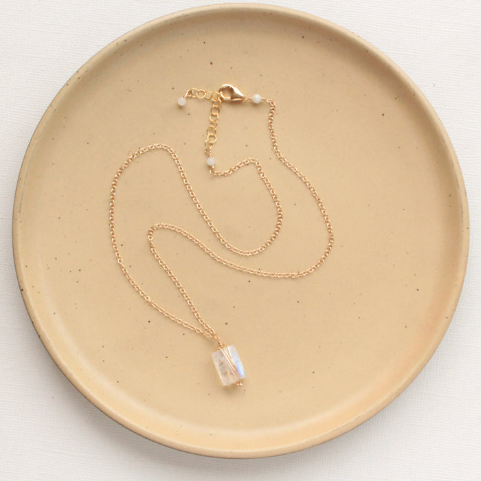 Rainbow Moonstone Gold Necklace