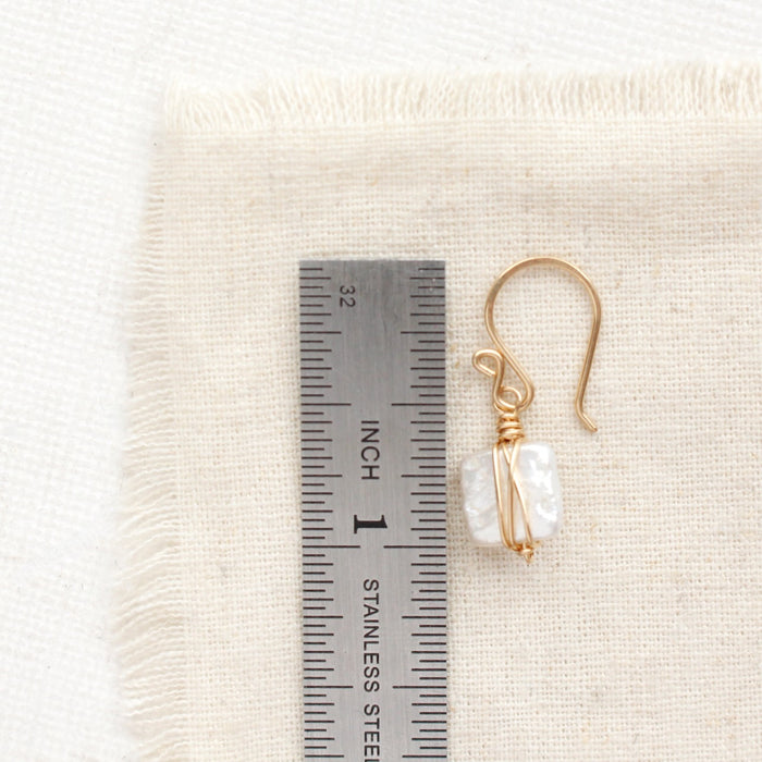Organic Square Pearl Gold Earrings