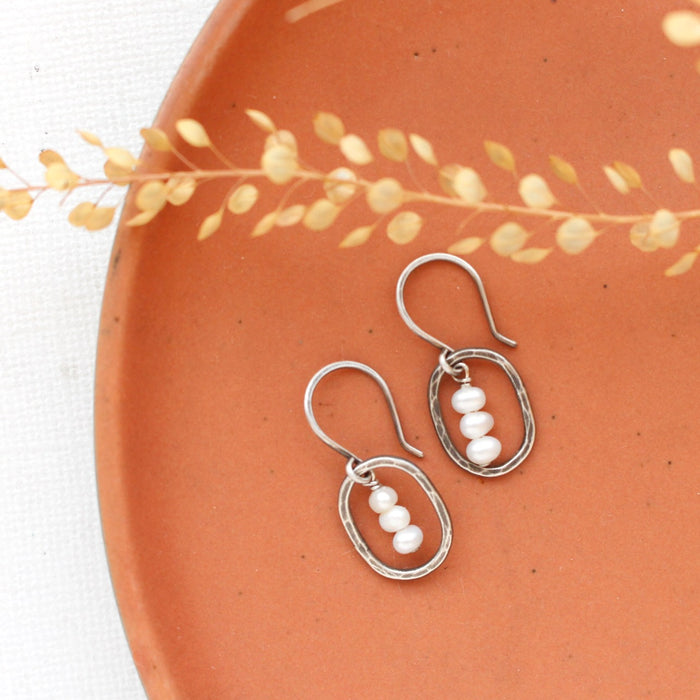 Stacked Pearl Mini Hoop Earrings