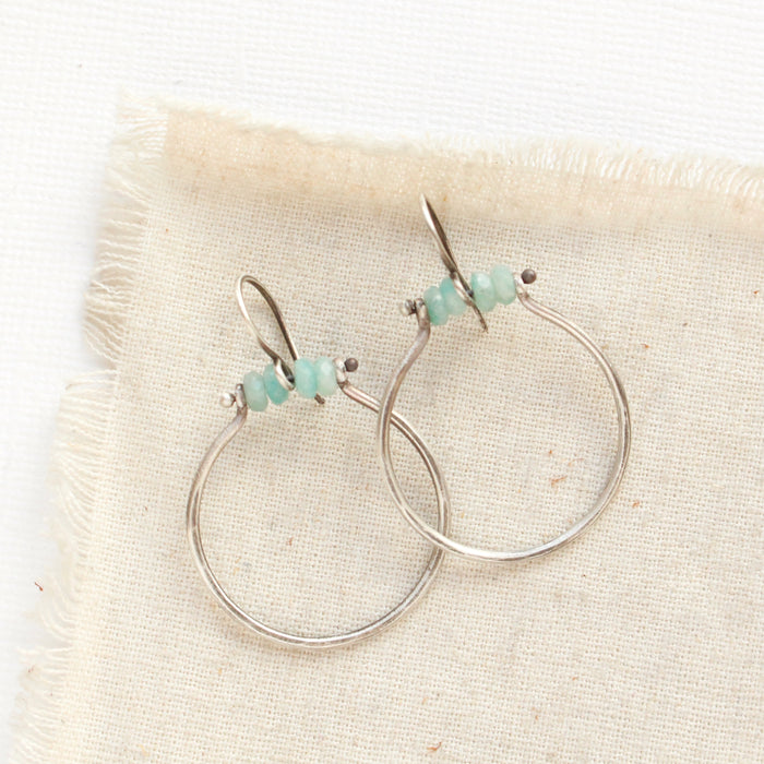 Amazonite Halo Hoop Earrings