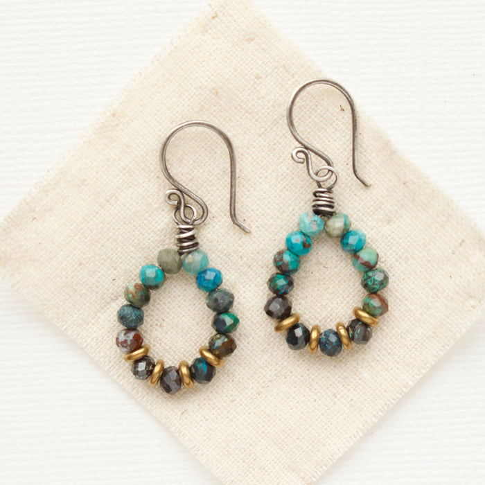 Chrysocolla Stone Hoop Earrings