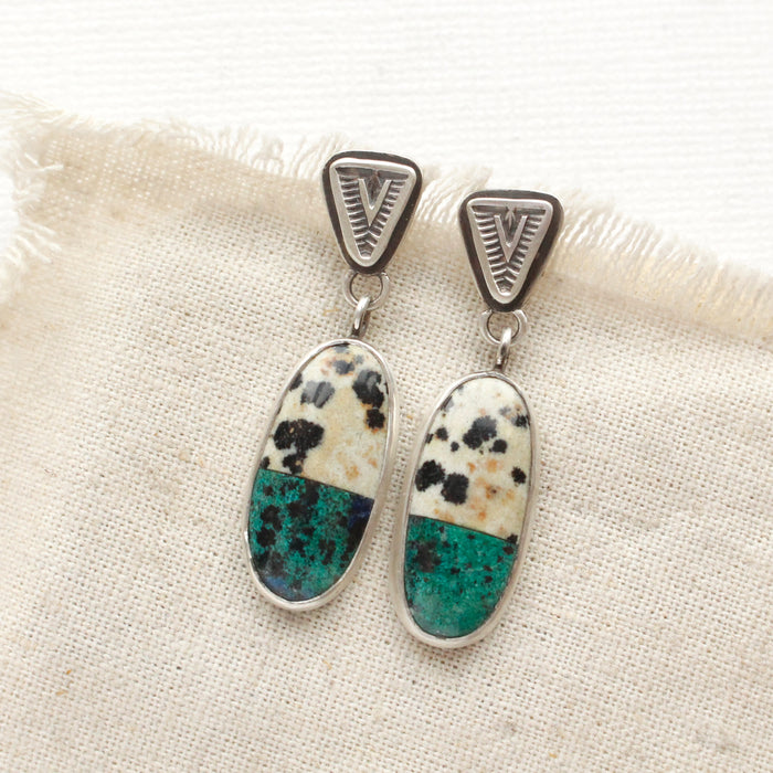 Dalmatian Jasper & Chrysocolla Duo Post Earrings