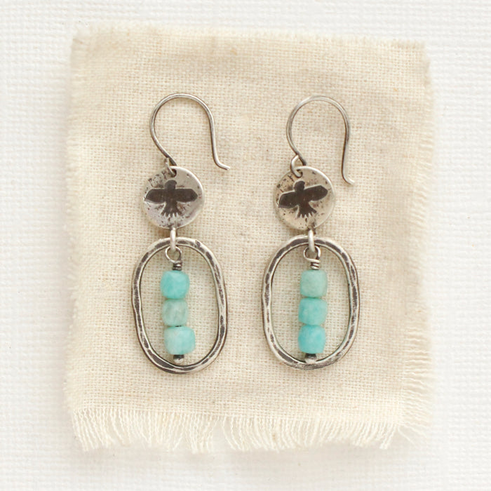 Mini Soar Amazonite Hoop Earrings
