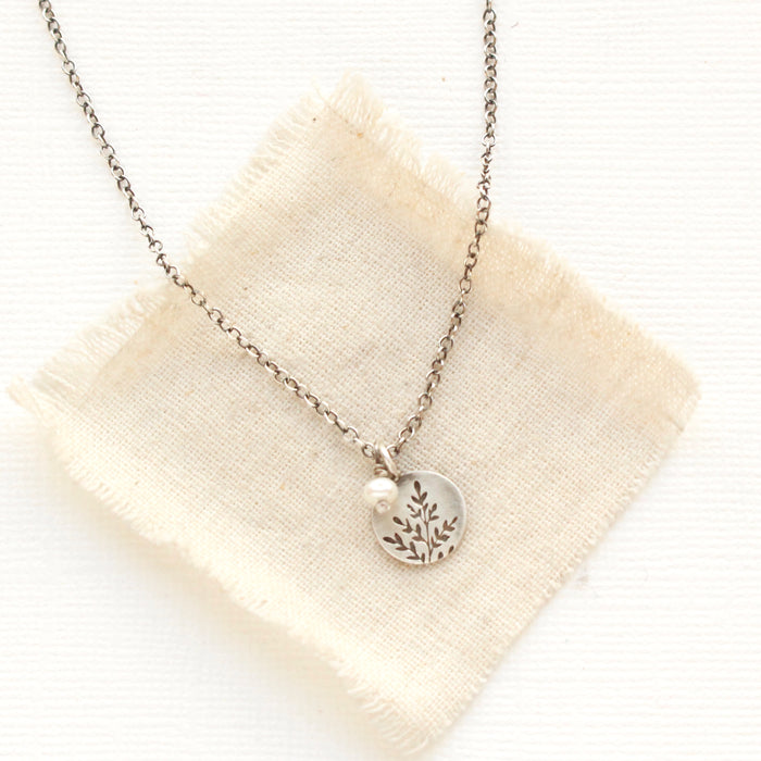 Mini Sprout & Pearl Charm Necklace
