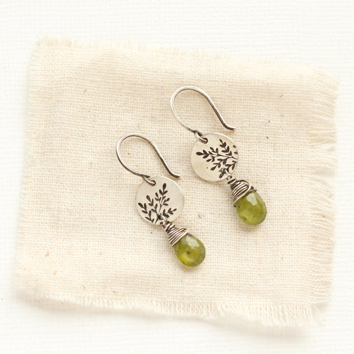 Mini Sprout Vesuvianite Drop Earrings