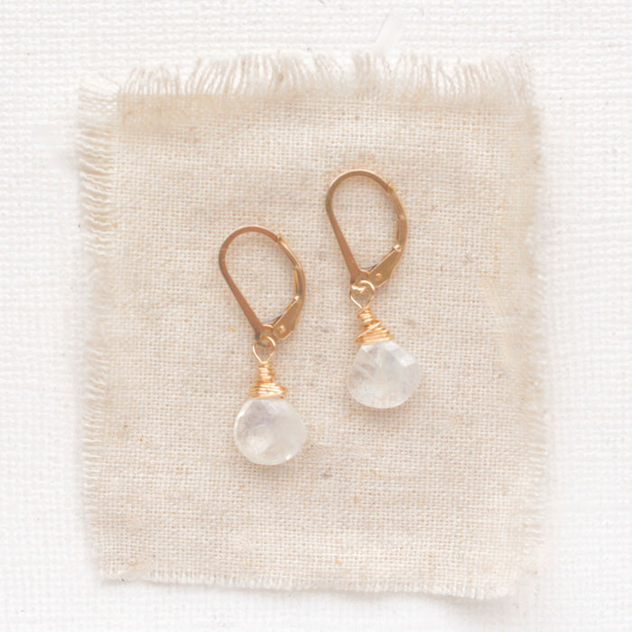 Moonstone Drop Gold Earrings