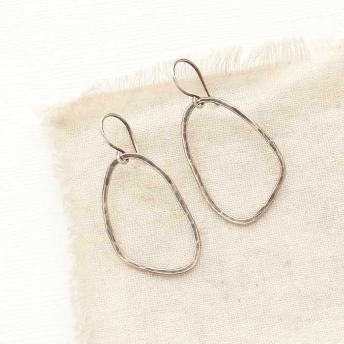 Forged Organic Silver Hoop Earrings