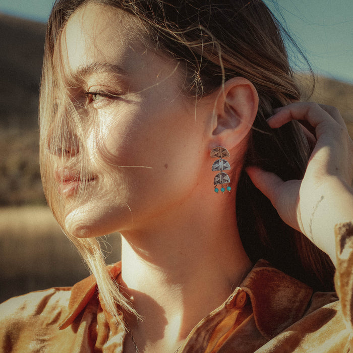 Pakal Trio Turquoise Post Earrings