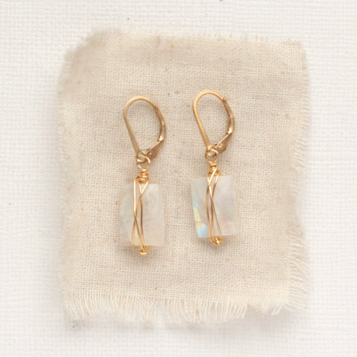 Wrapped Moonstone Gold Earrings