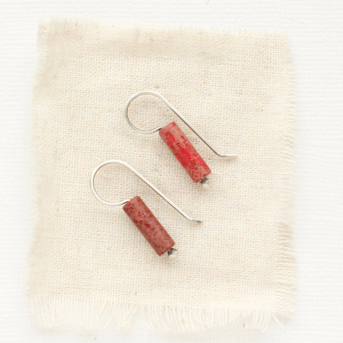 Magenta Sediment Jasper Lobe Hugger Earrings