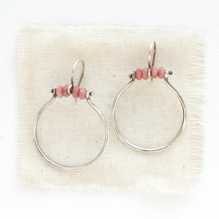 Rhodonite Halo Hoop Earrings