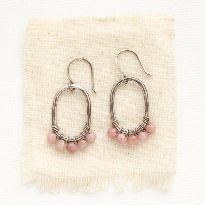 Rhodonite Wrapped Oval Earrings