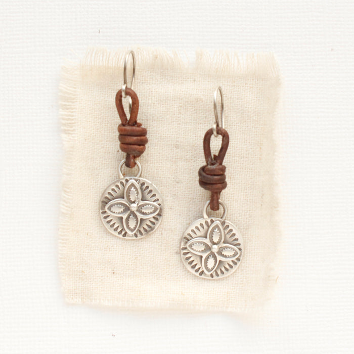 Wanderer Coin Leather Earrings