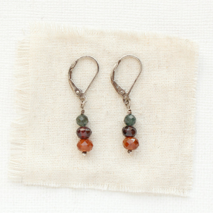 Stacked Kyanite, Garnet, & Citrine Earrings