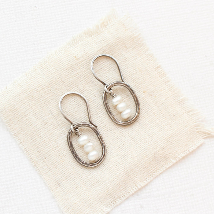 Stacked Pearl Mini Hoop Earrings
