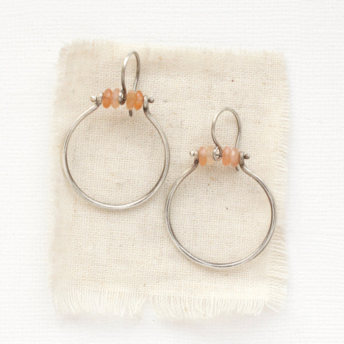 Sunstone Halo Hoop Earrings