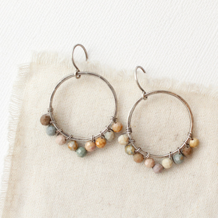 Rainbow Agate Hoop Earrings