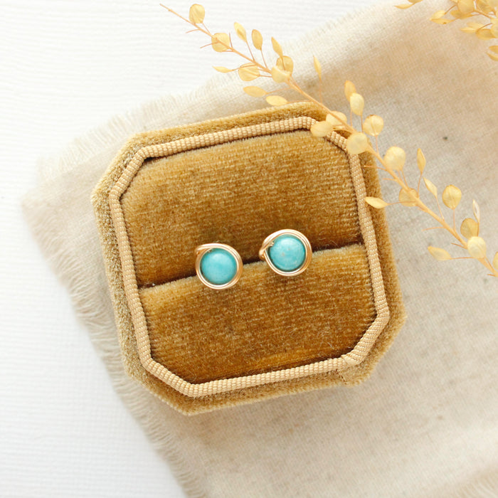 Wrapped Turquoise Post Earrings