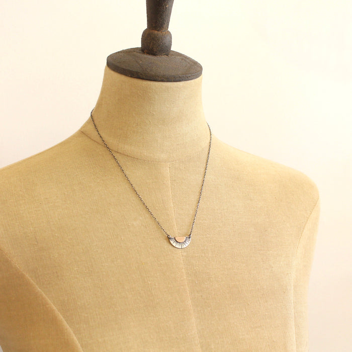 Happy Half Sun Bronze & Silver Necklace