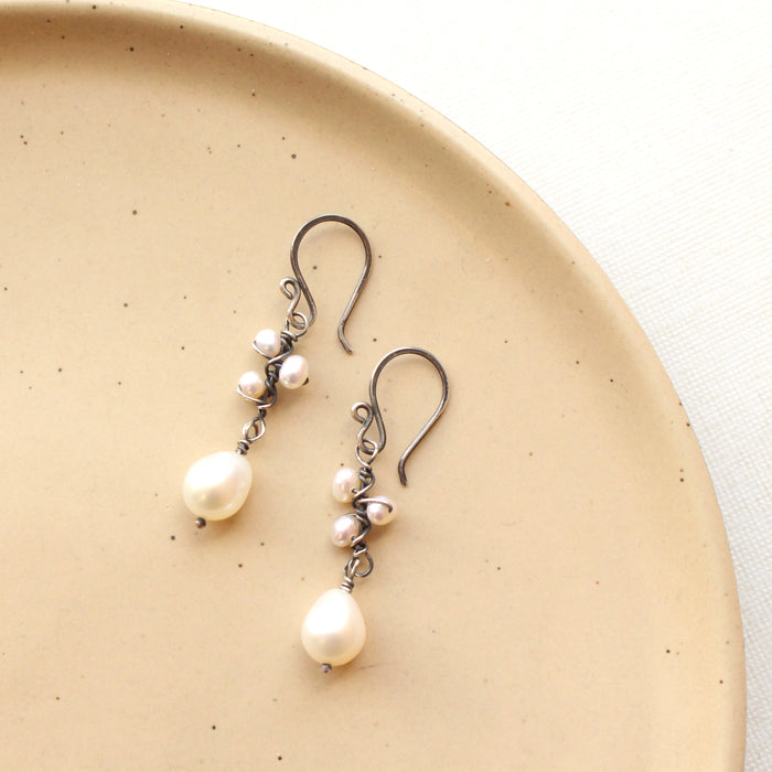 Wrapped Pearl Bud Vine Earrings