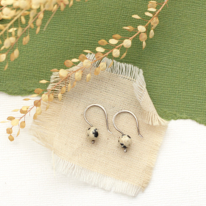Dalmatian Jasper Lobe Hugger Earrings