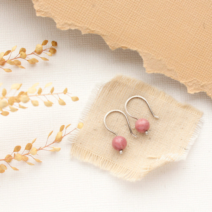 Rhodonite Lobe Hugger Earrings