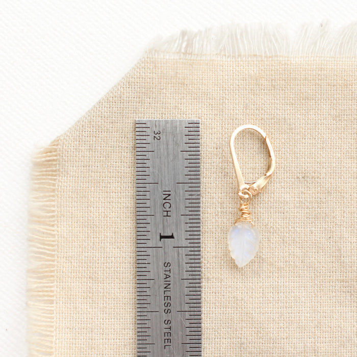 Moonstone Leaf Gold Earrings
