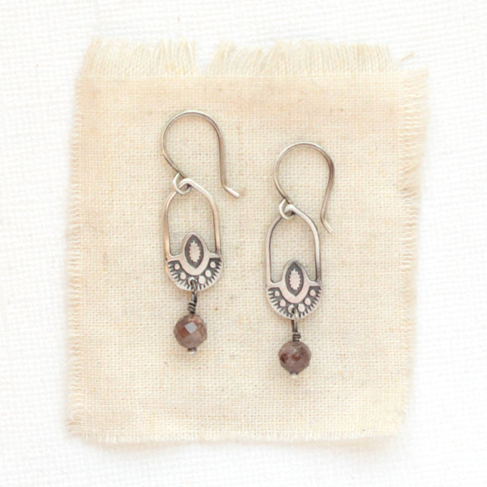 Wanderer Hoop Brown Zircon Earrings