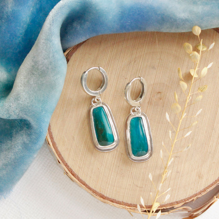 Peruvian Opal Huggie Hoop Earrings